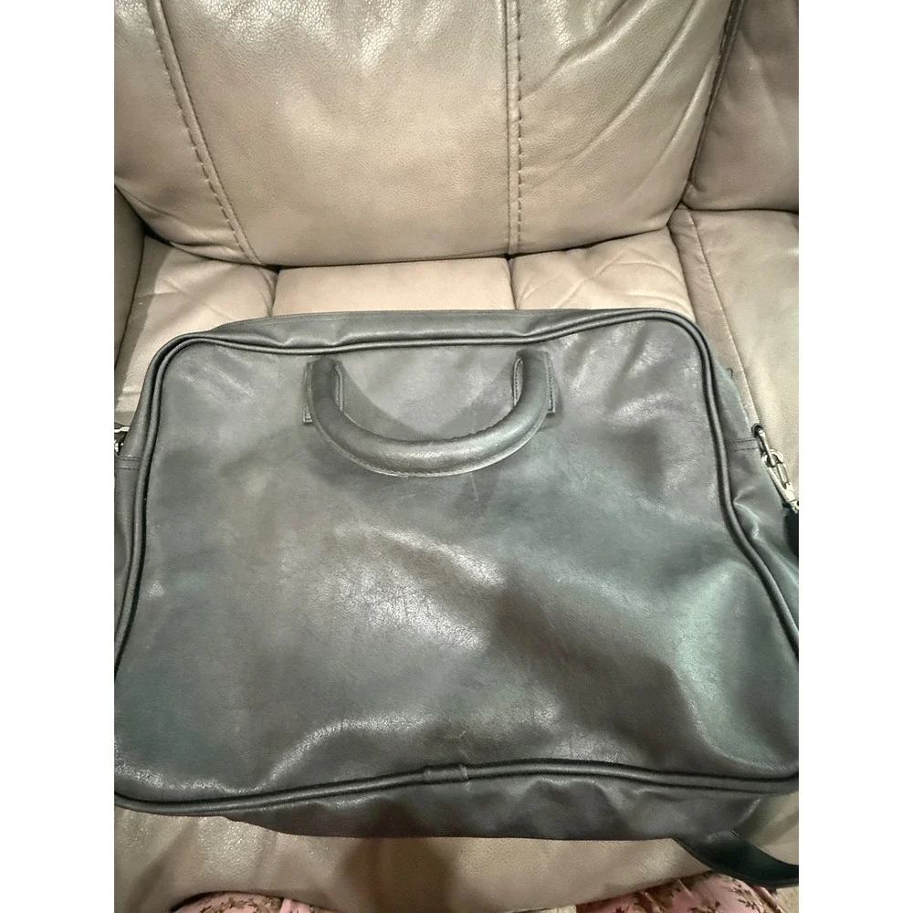 Auntie Anne's 15th Anniversary Black Faux‎ Leather Briefcase Messenger Vintage